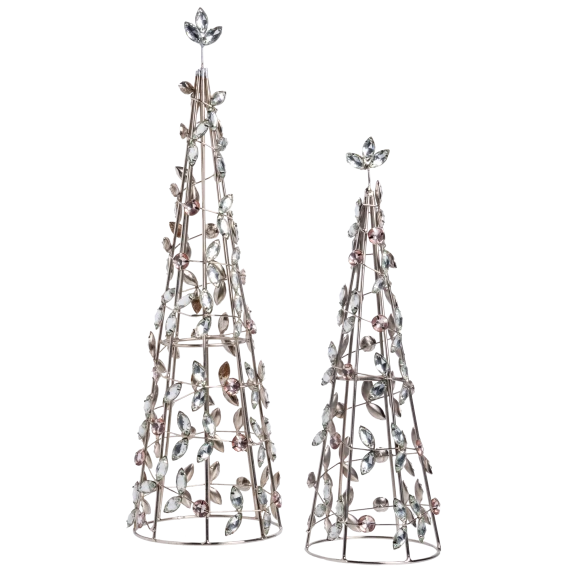 Martha Stewart Set-of-2 Jeweled Cone Trees