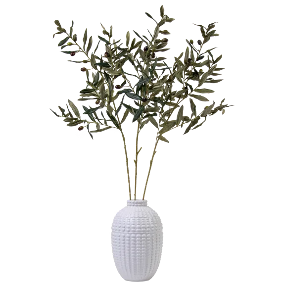 August & Leo 40" Olive Branch Arrangement In Embossed Ceramic Vase