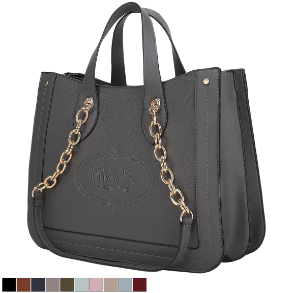 MKF Collection Stella Vegan Leather Women’s Tote with Chain Accents