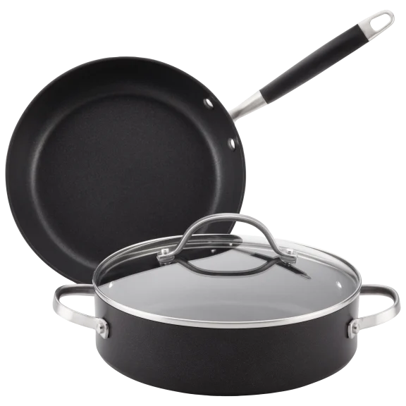 Anolon 3-Quart Covered Sauté and 9.5-Inch French Skillet