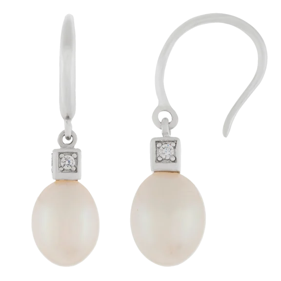 Splendid Pearls 7.5-8mm Dangling Pearl Earrings