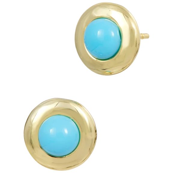 Savvy Cie 18K Gold Plated Simulated Turquoise Stud Earrings