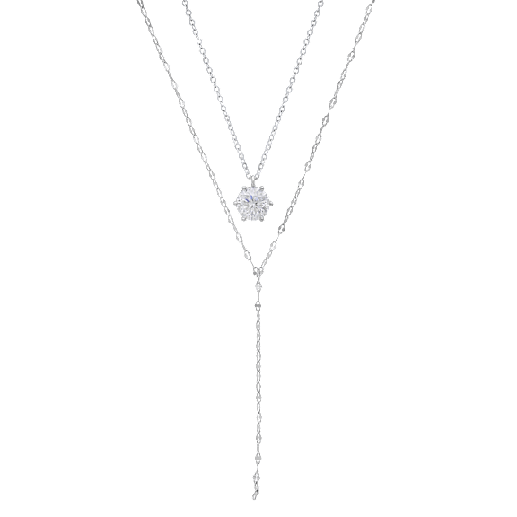 Saffron 1.0 Carat TW Moissanite Layered Sterling Silver Necklace