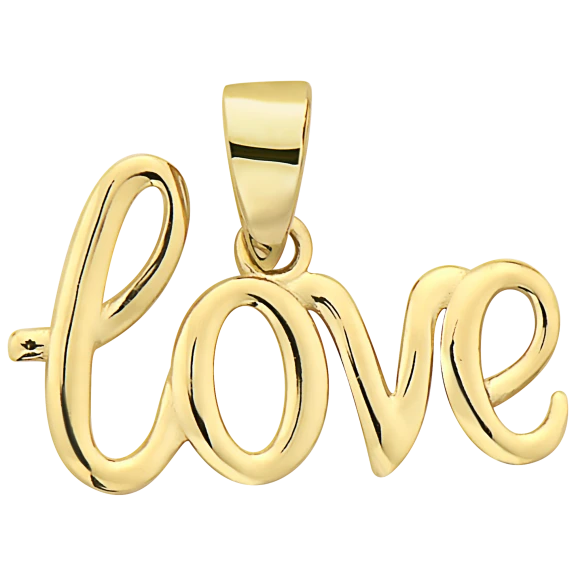 Pori Jewelers 14K Yellow Gold "Love" in Cursive Pendant