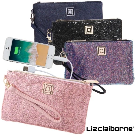 Liz Claiborne Glitter Phone Charging Wristlets w/RFID Theft Protection