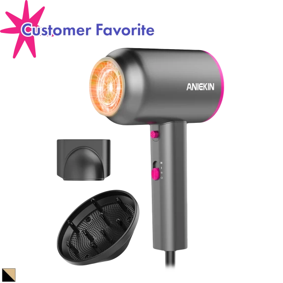 ANIEKIN Ionic Professional Hair Dryer with Attachments