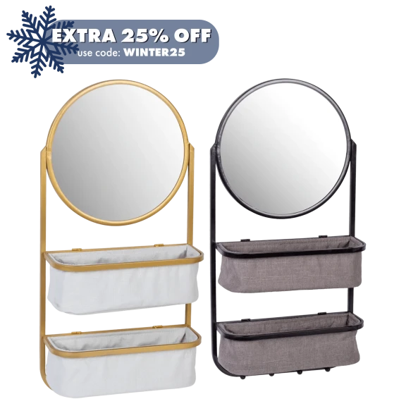 South Street Loft Iron Storage Rack with Mirror