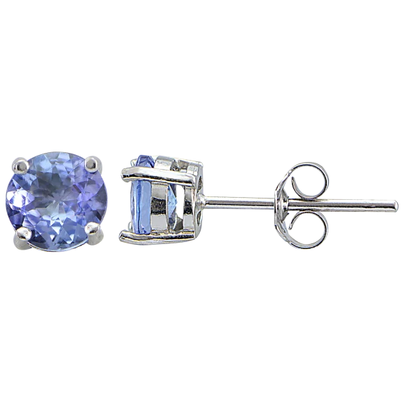 Designs by FMC 5MM Round Sterling Silver Tanzanite Stud Earrings