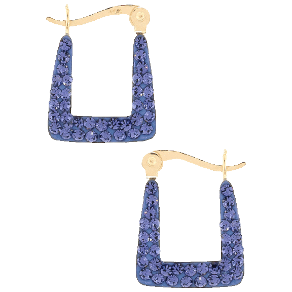 Pori Jewelers 14K Gold Saddleback Square Hoop Earrings with Austrian Crystal