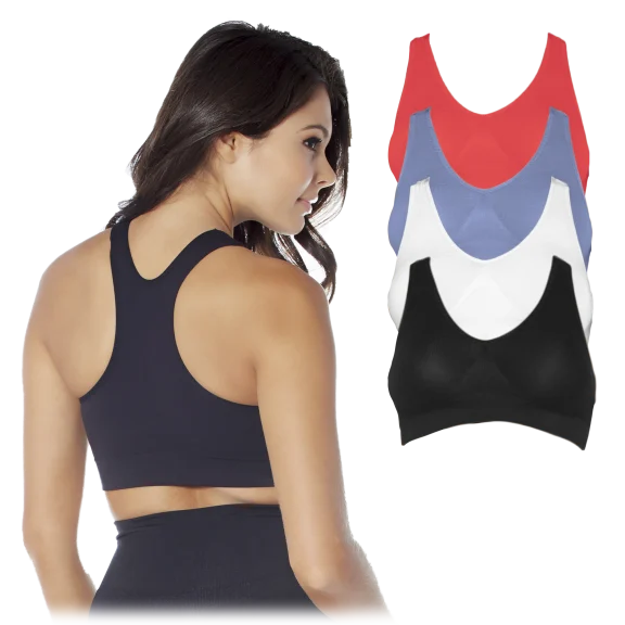 4-Pack: Seamless Racerback Leisure Bra