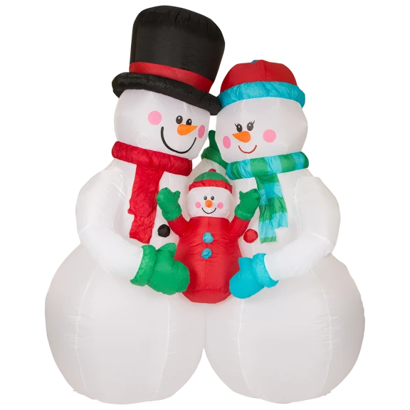 Glitzhome 8ft Lighted Inflatable Snowman Family Decor