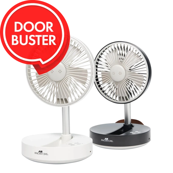 Air Innovations Rechargeable 8" Portable 3-in-1 Telescopic Fan