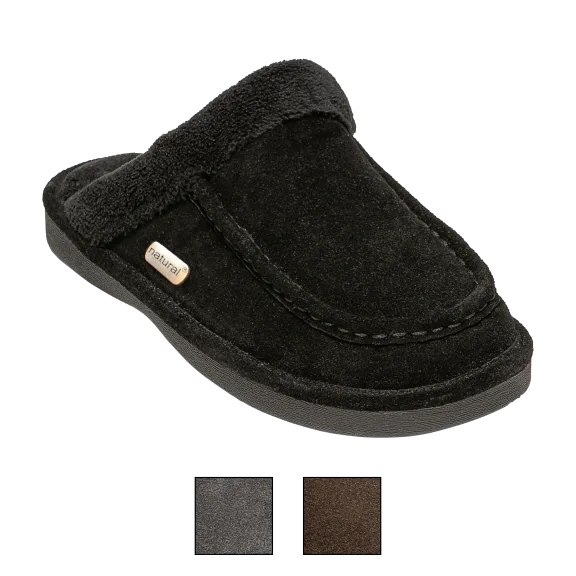 LUXE Fur Natural Men's Suede Faux Lined Fur Slippers
