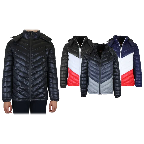 Men's Heavyweight Quilted Hooded Puffer Bubble Jacket