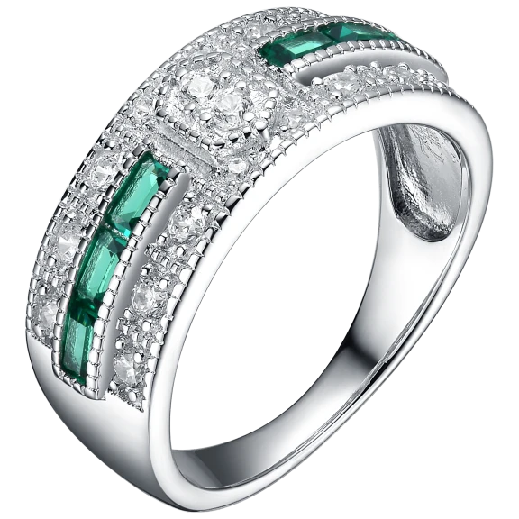 Genevive Elegant Sterling Silver Cubic Zirconia Vintage Ring