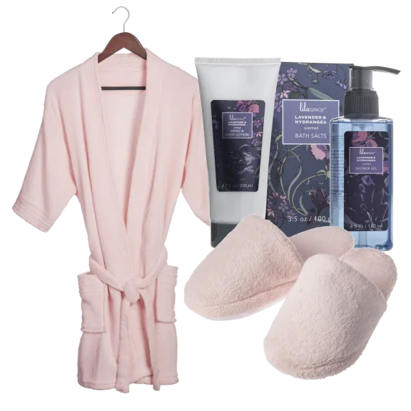 Lila Grace Lavender Robe & Slipper Bath Set