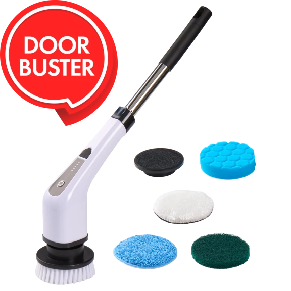 Electric Cordless Spin Scrubber Brush with 6 Brush Heads