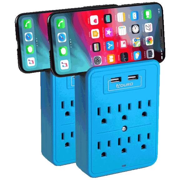 2-Pack: Aduro 6-Outlet Multi-Station With Dual USB Ports