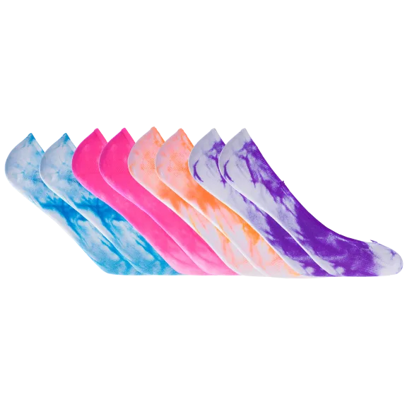 4-Pack: All Mixed Up Tie Dye Nylon Ped Socks