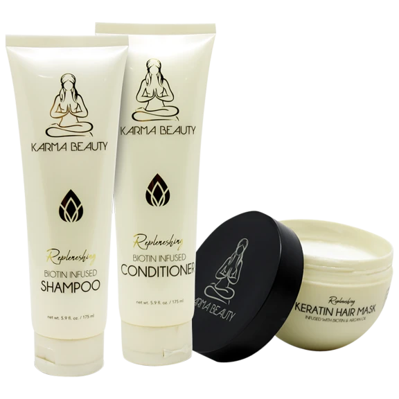 3-Pack: Karma Beauty Biotin Shampoo, Biotin Conditioner, and Keratin Hair Mask