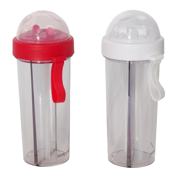 2-Pack: Improvements Dual Chamber Cups with Straws