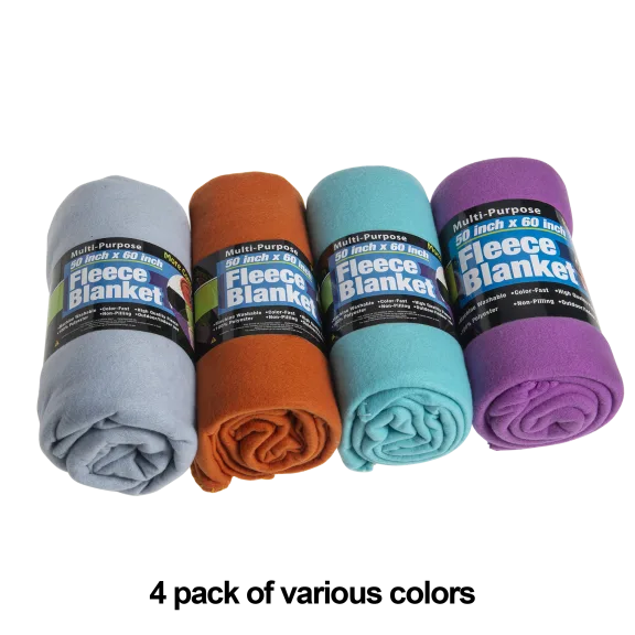 4-Pack: 50"x60" Fleece Blankets