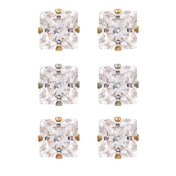 12 Carat Total Weight Studs Set In 18K Yellow Gold/Rose Gold/Silver