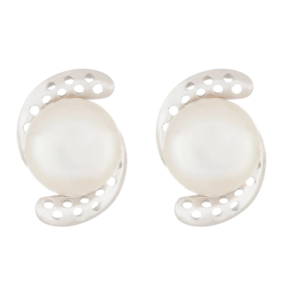 Sterling Silver Pearl Stud Earrings