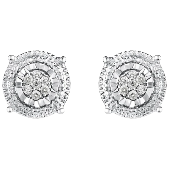 Fifth and Fine 1/10 Carat TW Round Miracle Setting Diamond Stud Earrings