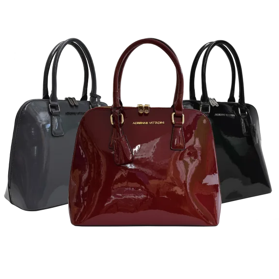 Adrienne Vittadini Patent City Slicker Dome Satchel