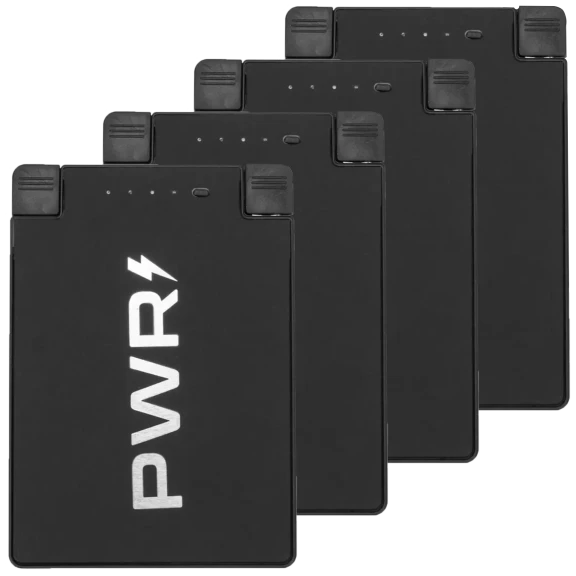 4-Pack: PWRCard 2500mAh Emergency Slim Power Bank with Charging Cables