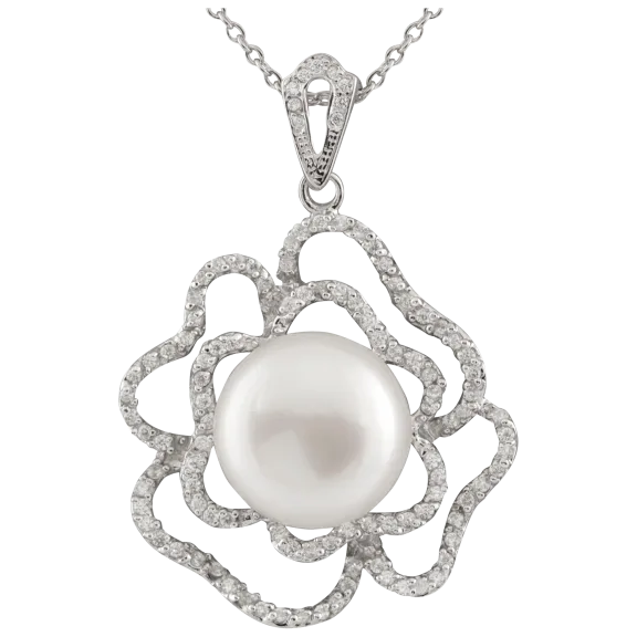 Splendid Pearls White Freshwater Pearl Pendant in Silver