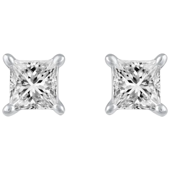 Prime and Pure Princess Cut Stud Earrings in 925 Sterling Silver