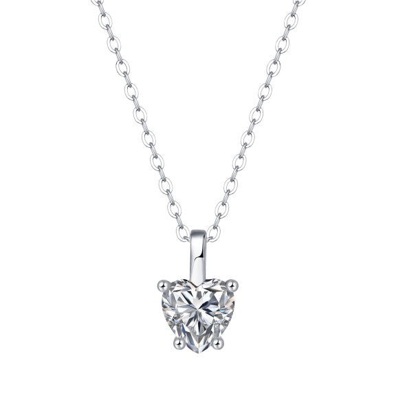 Stella Valentino 1 CT Moissanite Heart Solitaire Pendant Necklace