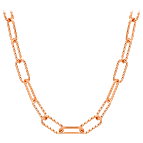 HMY Ladies Steeltime 18k Rose Gold Plated Stainless Steel Oval Link Necklace