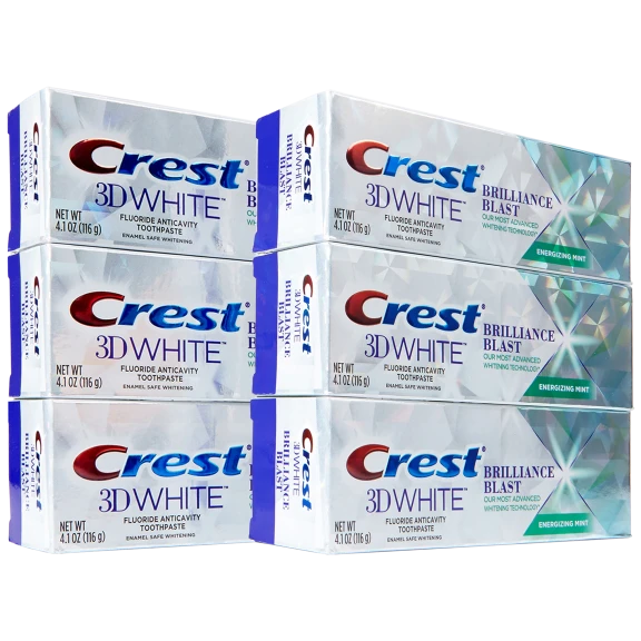 6-Pack: Crest 3D White Brilliance Blast Whitening Toothpaste in Energizing Mint