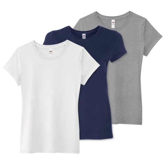 3-Pack: Fruit of the Loom Ladies Crew Neck Tee