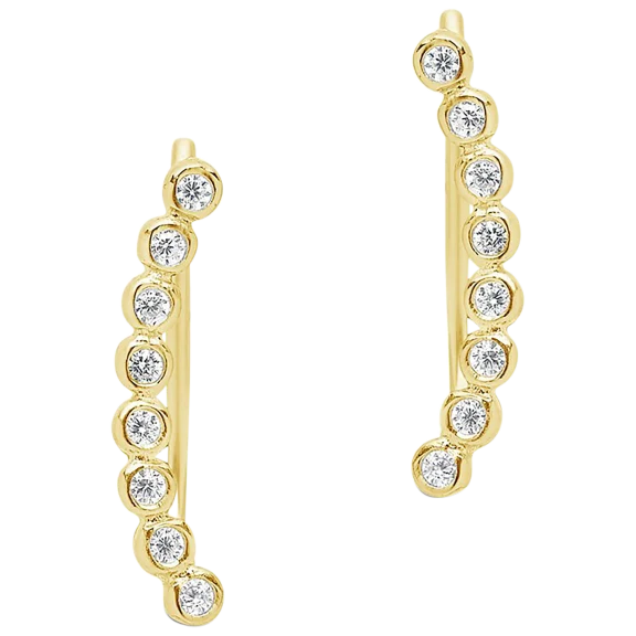 Rox and Rose Sterling Silver Bezel Mini Ear Crawlers