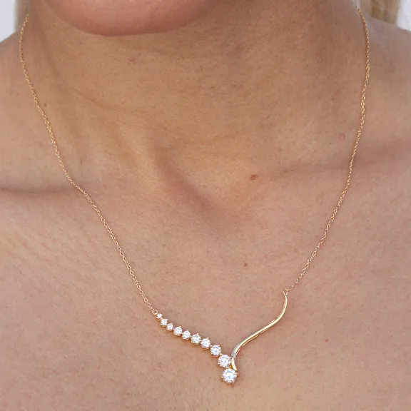Savvy Cie Graduated CZ V Bar Necklace