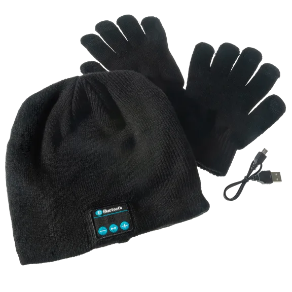 Black Label Bluetooth Beanie + Touchscreen Gloves