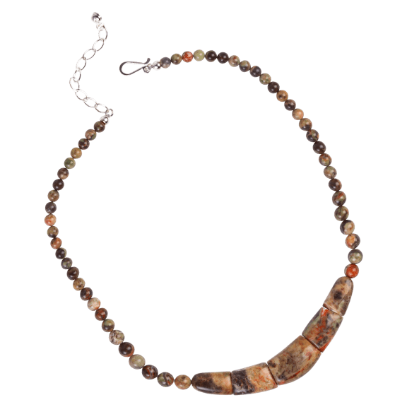 Jay King Sterling Silver Multi-Color Red Cinnabar Stone Necklace