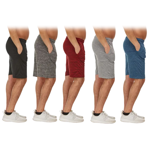 5-Pack: Men's Active Athletic Dry-Fit Performance Shorts
