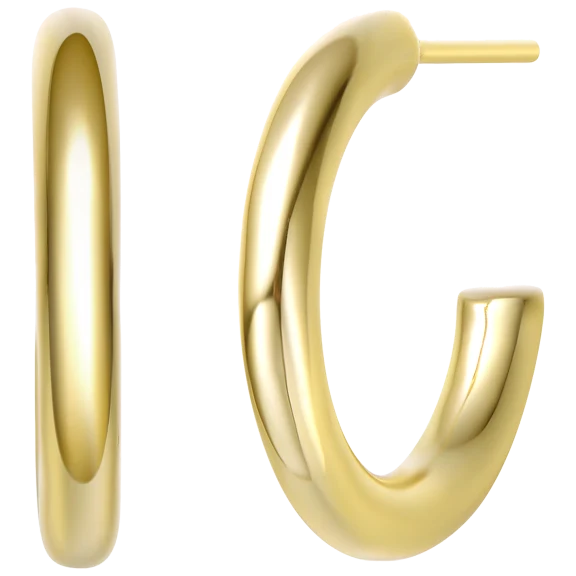 Stella Valentino Handmade Medium Hoop Earrings in 18K Gold Plating