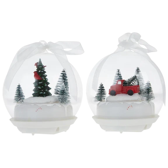 2-Pack: Winter Lane Tabletop Musical LED Ornaments with Rotating Scene & Timer