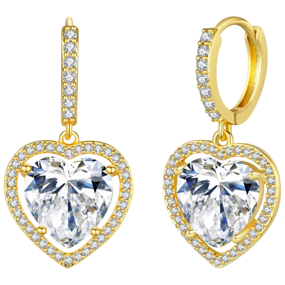 Genevive Caroline Classic Huggie Solitaire Heart Earrings
