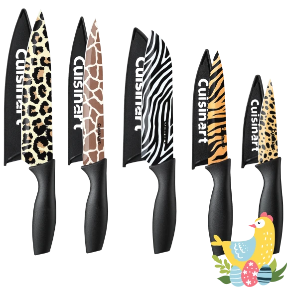 Cuisinart Advantage 5-Piece Animal Print Knife Set with Black Handles