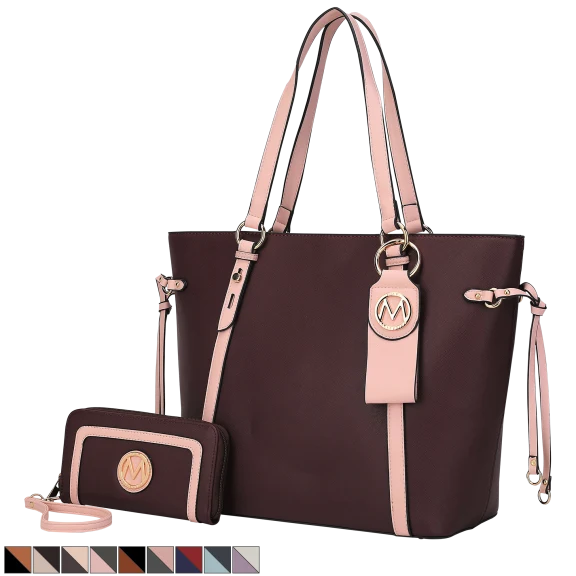 MKF Collection Kioea Tote with Wallet & Detachable Key-Ring Set by Mia K