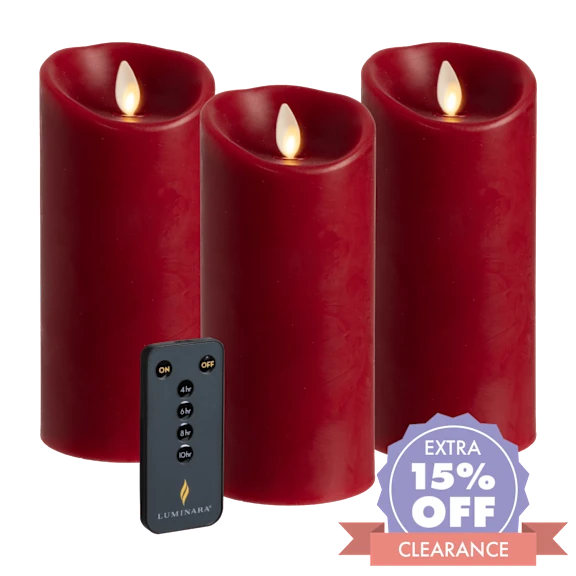3-Pack: Luminara Flameless 6.5" Pillar Candles with Remote