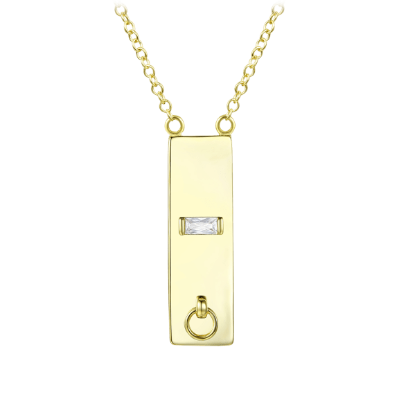 Stella Valentino 14K Gold Baguette Door Knocker Pendant Necklace