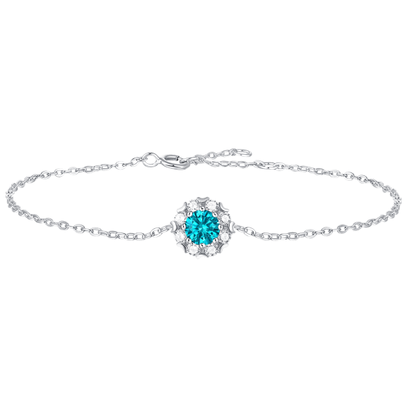Stella Valentino 1/2 Carat TW Moissanite & Blue Round Halo Charm Bracelet